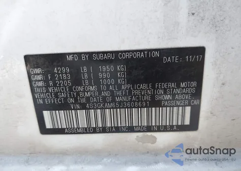 2018 Subaru Impreza 2.0I Sport from USA, damaged, VIN 4S3GKAM65J3608691